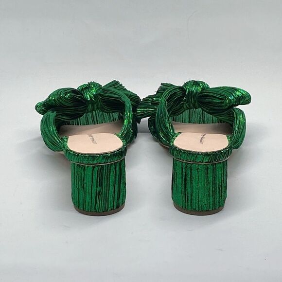 Loeffler Randall Emilia 50MM Pleated Lamé Knotted Mules size 5 - Picture 7 of 14